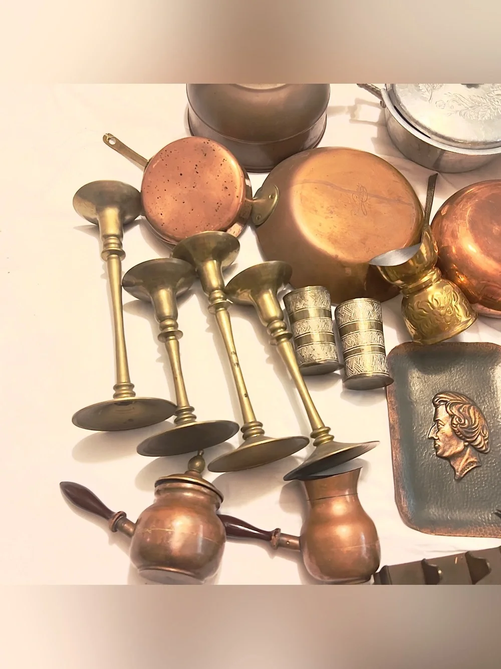 Vintage Antique Mixed Copper and Brass Decorative Kitchenware Set - Copper/Brass